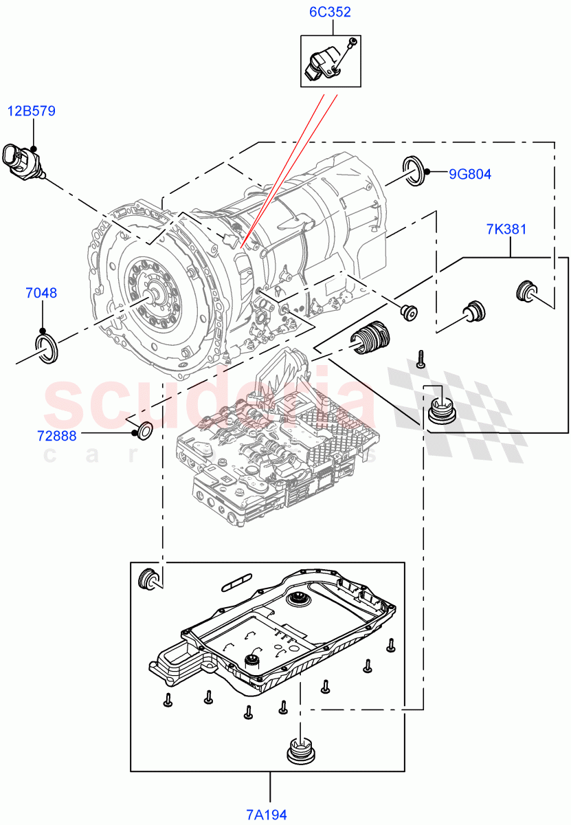 Transmission External Components (8HP Gen3 Hybrid Trans) ((V) FROMJA000001) of Land Rover Land Rover Range Rover Sport (2014+) [3.0 DOHC GDI SC V6 Petrol]