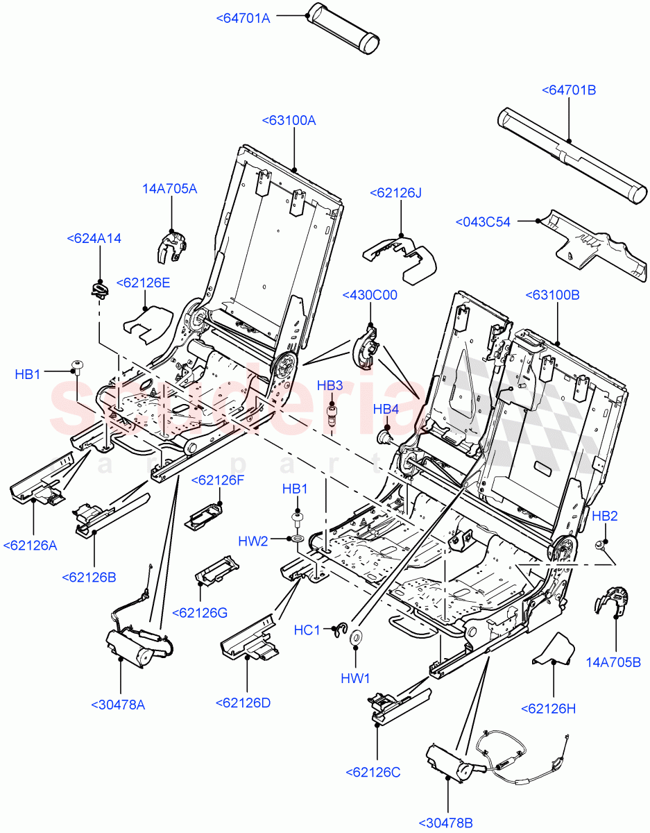 Rear Seat Base(Halewood (UK),With 60/40 Manual Fold Thru Rr Seat)((V)TOKH999999) of Land Rover Land Rover Discovery Sport (2015+) [1.5 I3 Turbo Petrol AJ20P3]