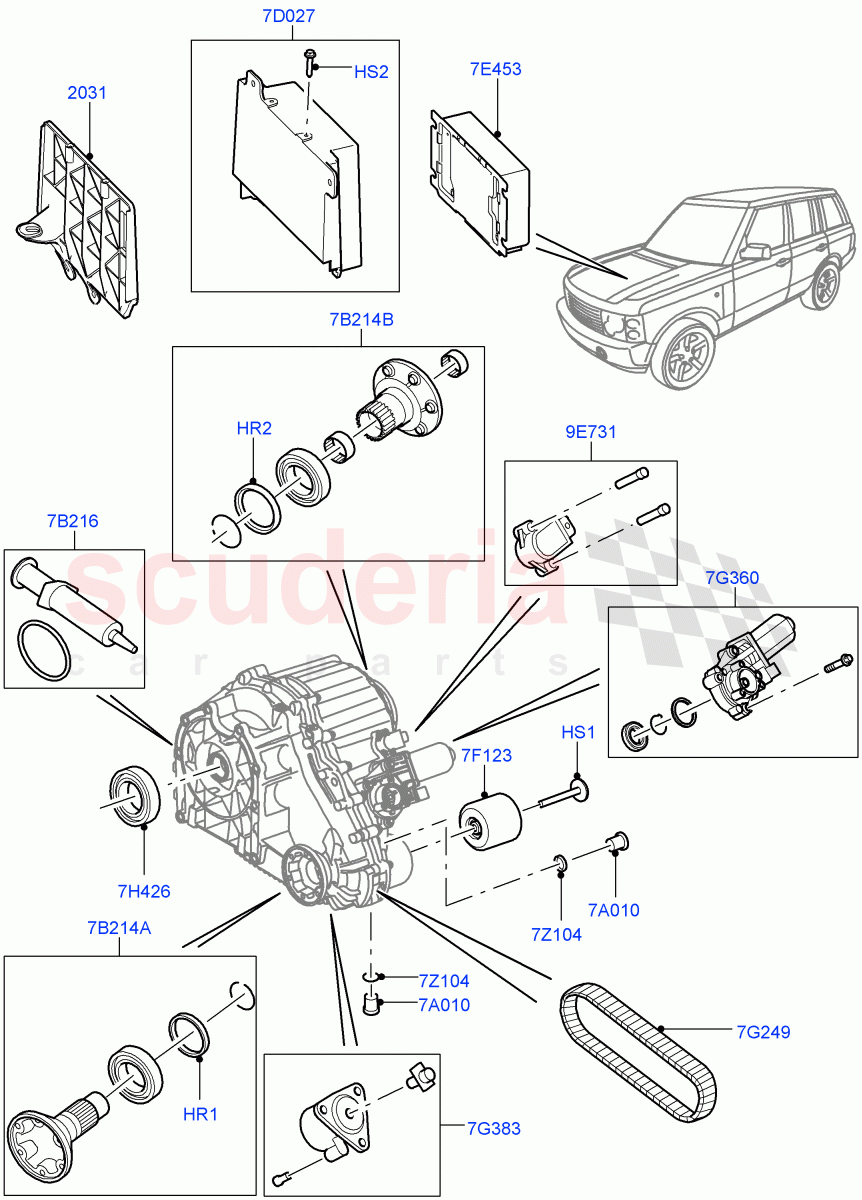 Transfer Drive Components (6 Speed Man ZF S6-53, 6 Speed Auto Transmission ZF 6HP28, 8 Speed Auto Trans ZF 8HP70 4WD, 6 Speed Auto ZF 6HP26 Steptronic) ((V) FROMAA000001, (V) TODA999999) of Land Rover Land Rover Range Rover (2010-2012) [4.4 DOHC Diesel V8 DITC]