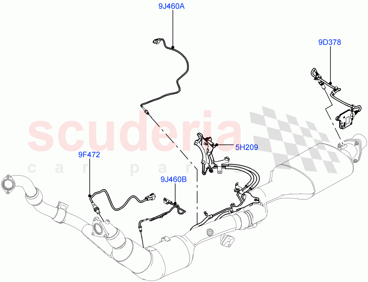 Exhaust Sensors And Modules(3.0 V6 D Gen2 Twin Turbo,EU6 + DPF Emissions)((V)FROMGA000001) of Land Rover Land Rover Discovery 4 (2010-2016) [3.0 Diesel 24V DOHC TC]