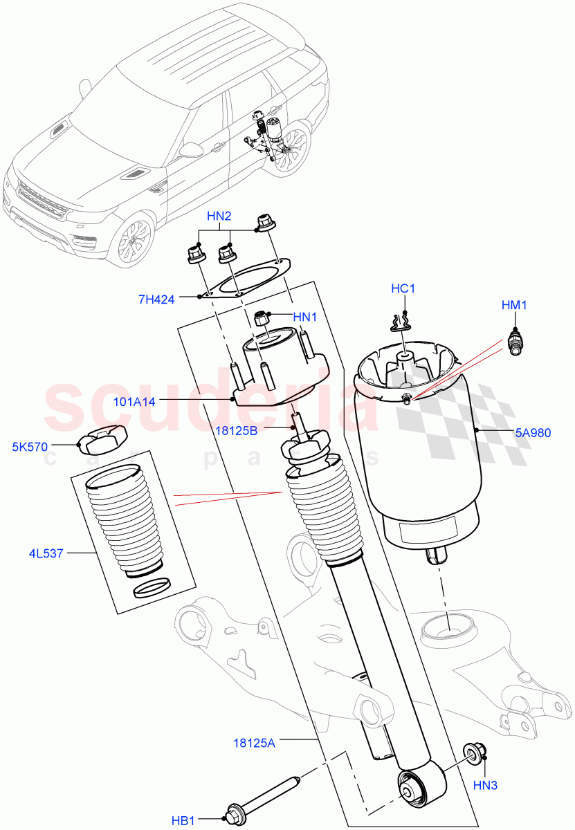 Rear Springs And Shock Absorbers(SVR Version,SVR)((V)FROMFA000001) of Land Rover Land Rover Range Rover Sport (2014+) [3.0 I6 Turbo Diesel AJ20D6]