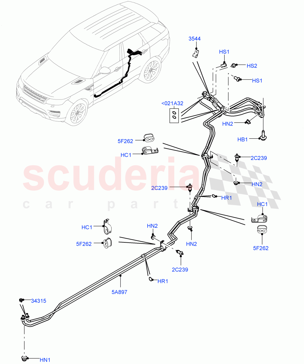 Active Anti-Roll Bar System(ARC Pipes, Rear)(Sport Suspension w/ARC,Electronic Air Suspension With ACE)((V)FROMKA000001) of Land Rover Land Rover Range Rover Sport (2014+) [3.0 DOHC GDI SC V6 Petrol]