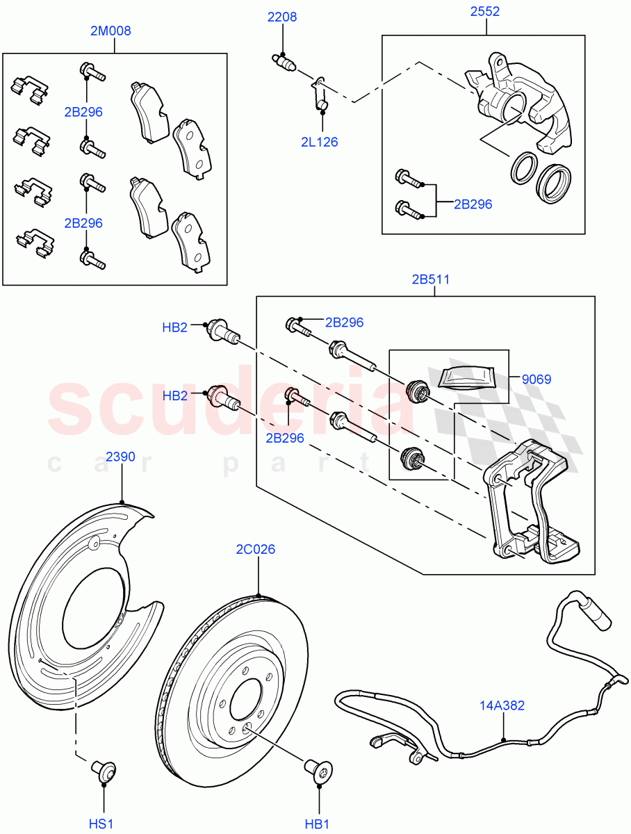 Rear Brake Discs And Calipers of Land Rover Land Rover Range Rover Sport (2014+) [2.0 Turbo Petrol AJ200P]