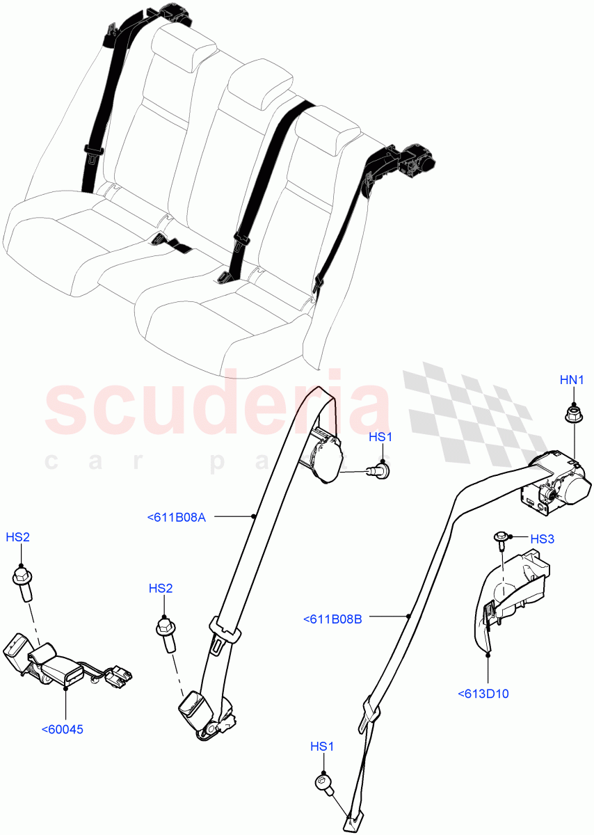 Rear Seat Belts of Land Rover Land Rover Range Rover Velar (2017+) [2.0 Turbo Diesel AJ21D4]