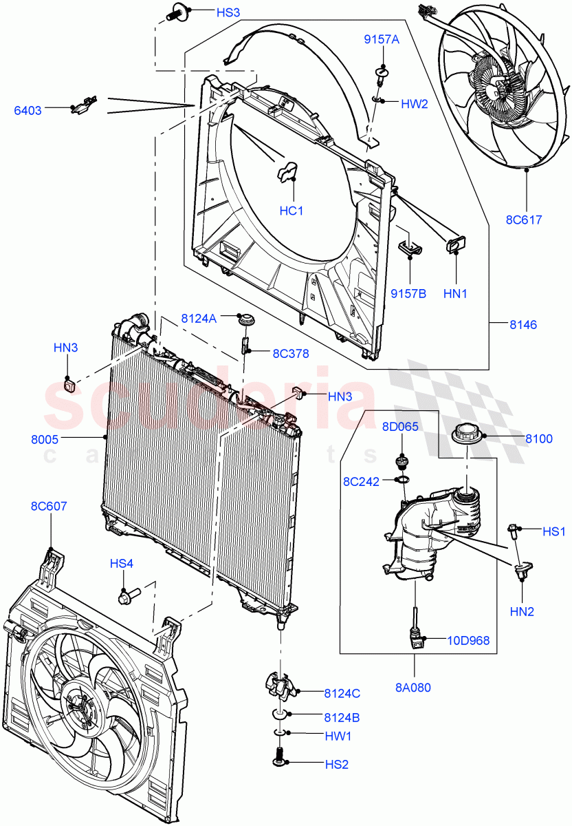 Radiator/Coolant Overflow Container (Main Unit) (5.0L OHC SGDI SC V8 Petrol - AJ133, 5.0 Petrol AJ133 DOHC CDA, 5.0L P AJ133 DOHC CDA S/C Enhanced) of Land Rover Land Rover Range Rover (2012-2021) [5.0 OHC SGDI SC V8 Petrol]