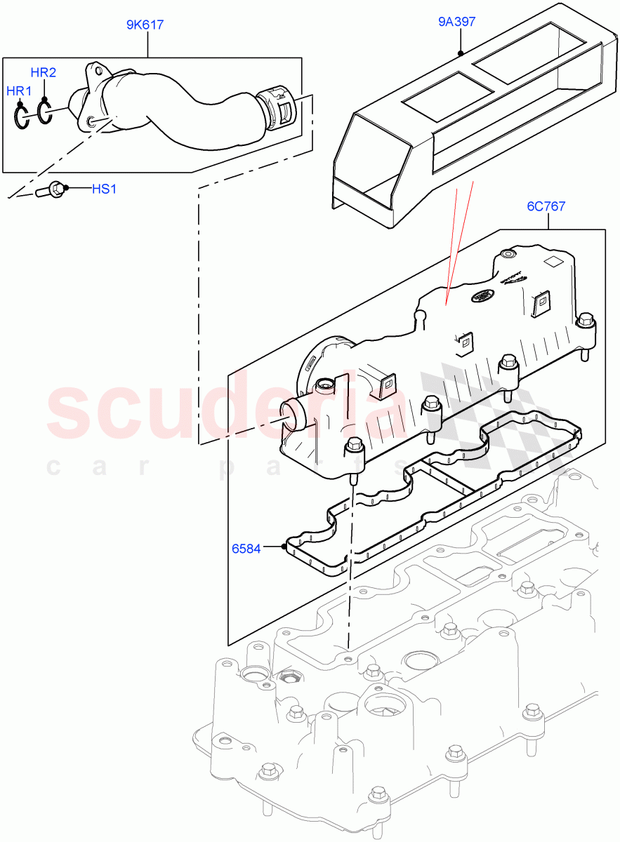 Emission Control - Crankcase (Solihull Plant Build) (2.0L I4 DSL HIGH DOHC AJ200, 2.0L I4 DSL MID DOHC AJ200) ((V) FROMHA000001) of Land Rover Land Rover Range Rover Sport (2014+) [2.0 Turbo Diesel]