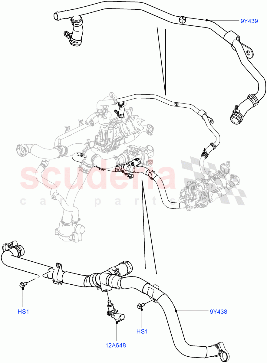 EGR Cooling System (Solihull Plant Build) (3.0L 24V DOHC V6 TC Diesel, 3.0L 24V V6 Turbo Diesel Std Flow, 3.0 V6 D Low MT ROW) ((V) FROMAA000001) of Land Rover Land Rover Range Rover Sport (2014+) [3.0 Diesel 24V DOHC TC]