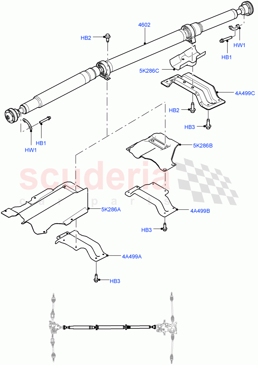 Drive Shaft - Rear Axle Drive (Propshaft) (Itatiaia (Brazil), Dynamic Driveline) ((V) FROMJT000001) of Land Rover Land Rover Discovery Sport (2015+) [1.5 I3 Turbo Petrol AJ20P3]
