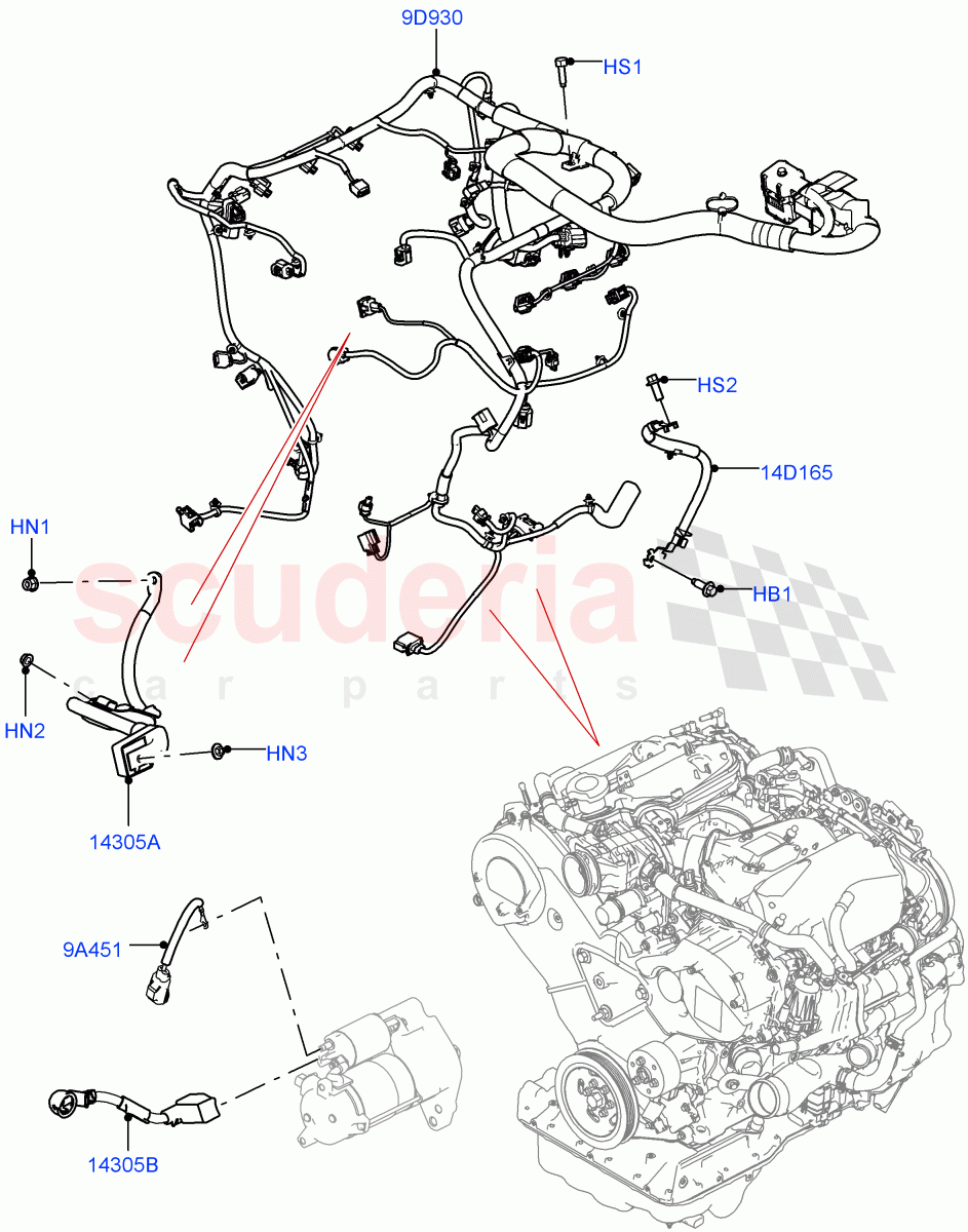 Engine Harness(3.0 V6 Diesel) of Land Rover Land Rover Range Rover Velar (2017+) [3.0 I6 Turbo Petrol AJ20P6]