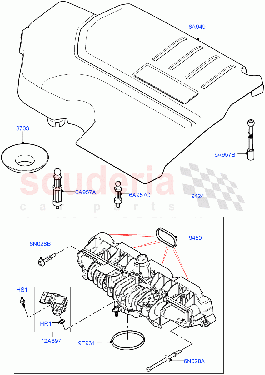 Inlet Manifold(2.0L I4 Mid AJ200 Petrol E100,Itatiaia (Brazil),2.0L I4 Mid DOHC AJ200 Petrol)((V)FROMJT000001) of Land Rover Land Rover Range Rover Evoque (2012-2018) [2.0 Turbo Petrol AJ200P]