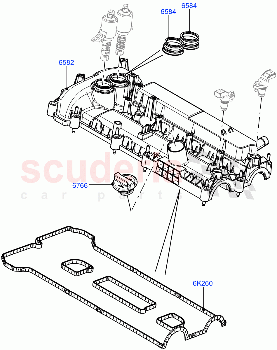 Cylinder Head Cover(2.0L 16V TIVCT T/C Gen2 Petrol,Halewood (UK),2.0L 16V TIVCT T/C 240PS Petrol) of Land Rover Land Rover Discovery Sport (2015+) [2.0 Turbo Petrol GTDI]