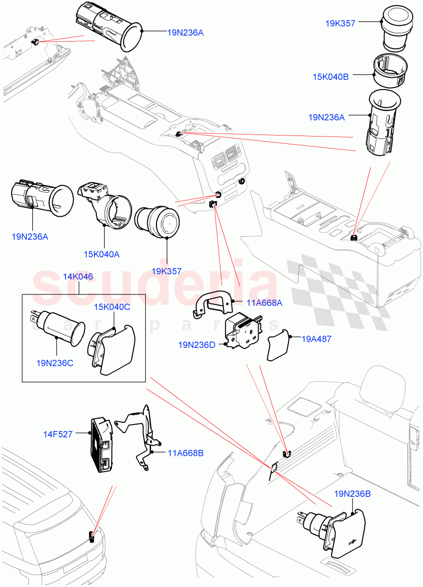 Auxiliary Electrical Power Points of Land Rover Land Rover Range Rover (2012-2021) [5.0 OHC SGDI NA V8 Petrol]