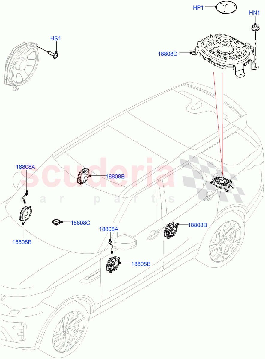 Speakers(Nitra Plant Build)(Standard Audio (Base))((V)FROMK2000001) of Land Rover Land Rover Discovery 5 (2017+) [2.0 Turbo Petrol AJ200P]