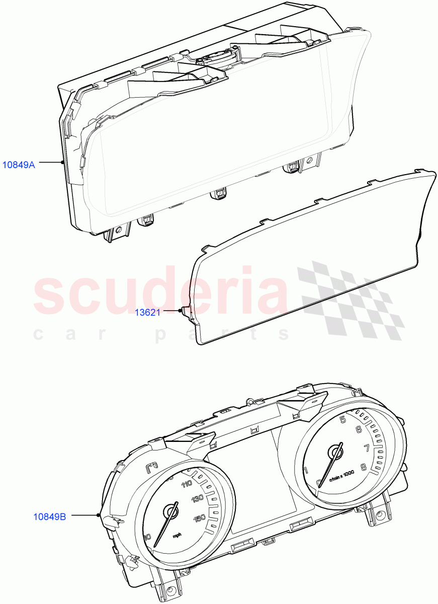 Instrument Cluster (Solihull Plant Build) ((V) FROMJA000001) of Land Rover Land Rover Discovery 5 (2017+) [3.0 DOHC GDI SC V6 Petrol]