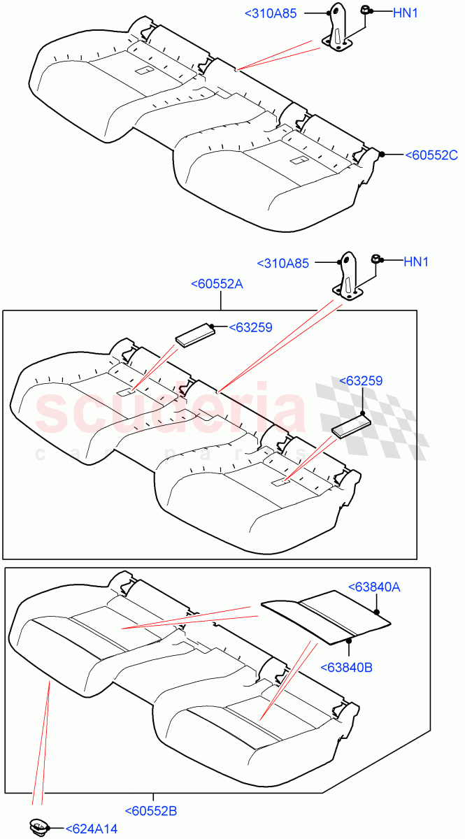 Rear Seat Base of Land Rover Land Rover Range Rover Velar (2017+) [3.0 I6 Turbo Diesel AJ20D6]