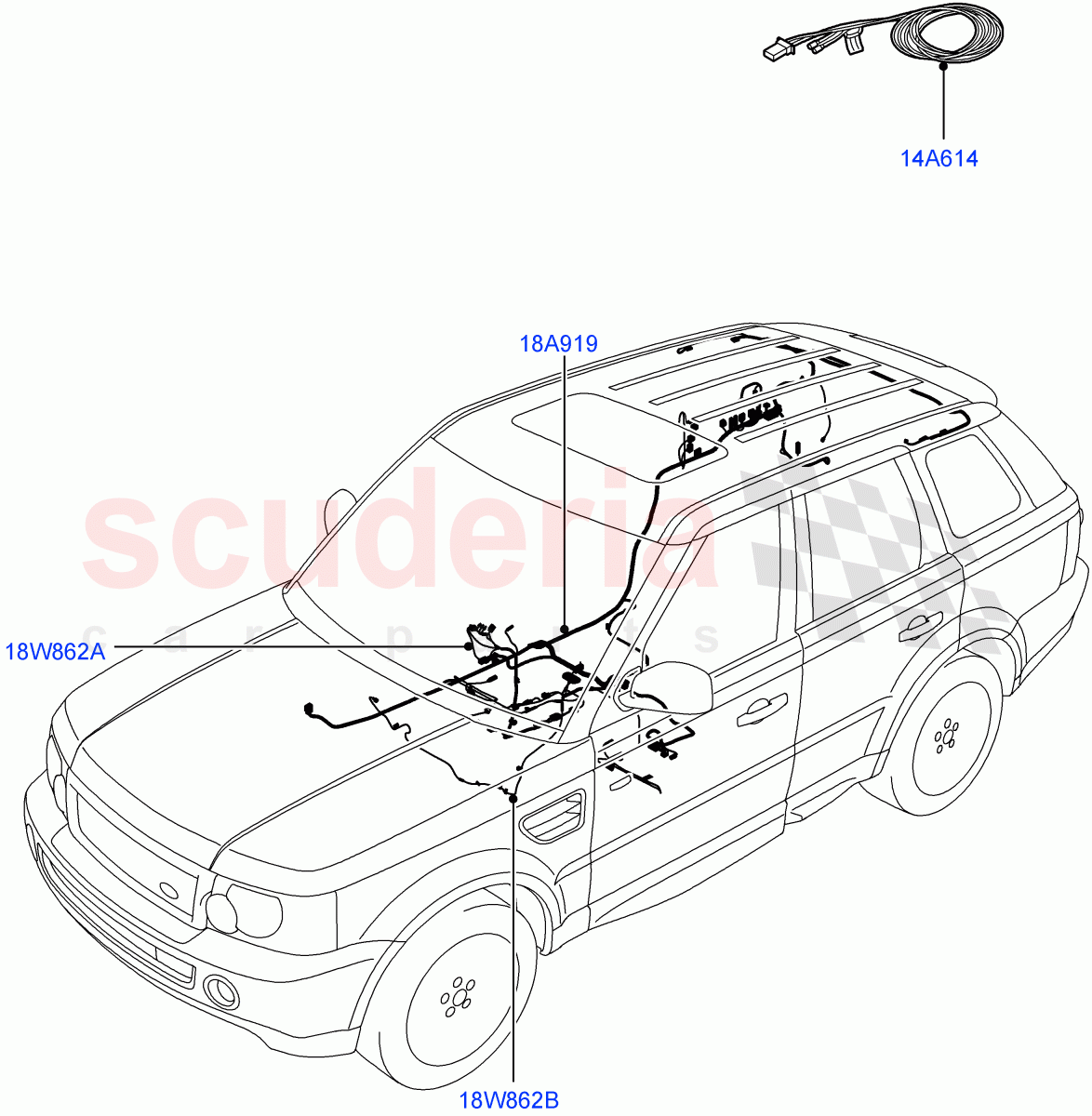 Electrical Wiring - Body And Rear(Audio/Navigation/Entertainment)((V)TO8A999999) of Land Rover Land Rover Range Rover Sport (2005-2009) [4.2 Petrol V8 Supercharged]