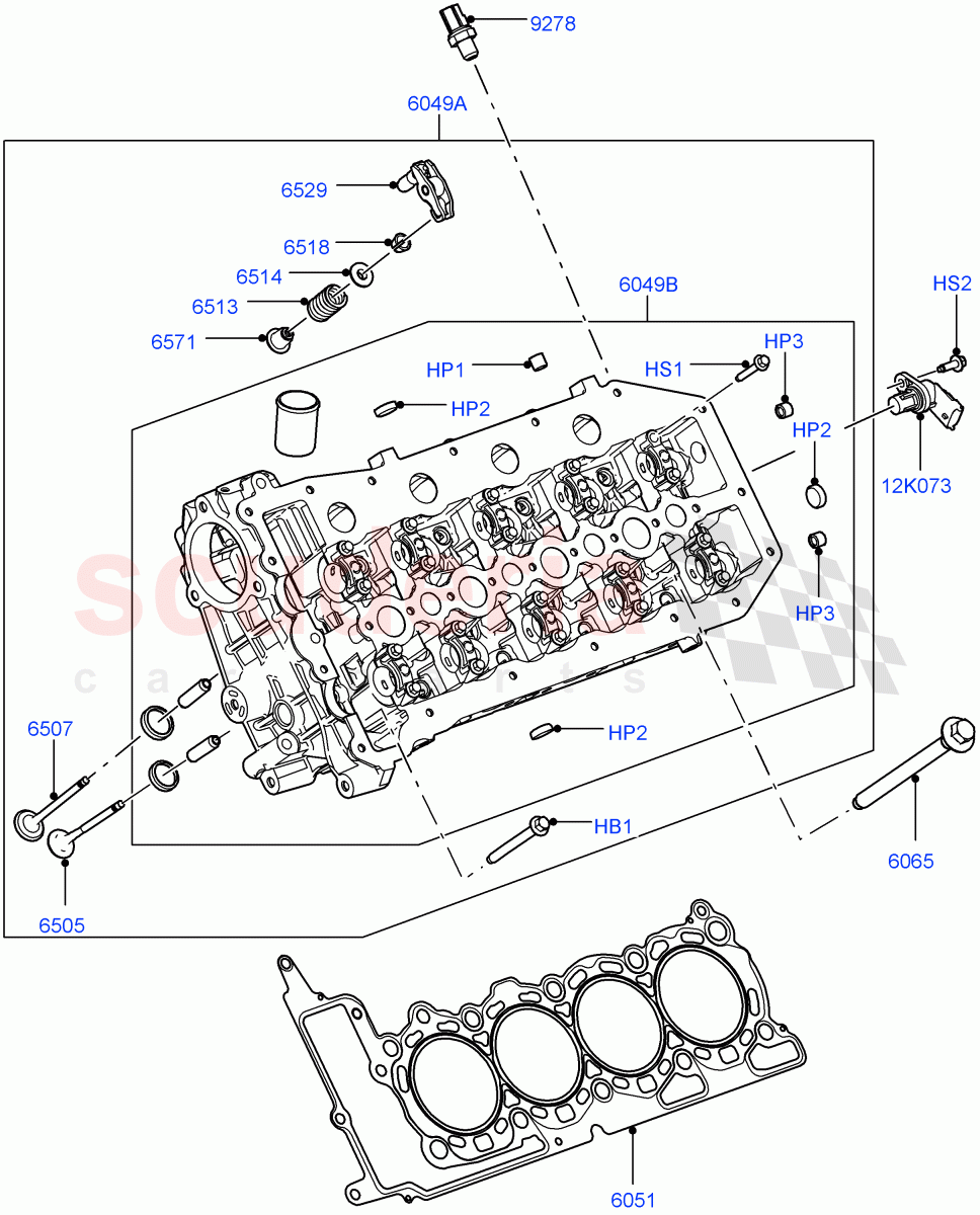 Cylinder Head (LH) (3.6L V8 32V DOHC EFi Diesel Lion) ((V) FROM7A000001, (V) TO9A999999) of Land Rover Land Rover Range Rover Sport (2005-2009) [3.6 V8 32V DOHC EFI Diesel]