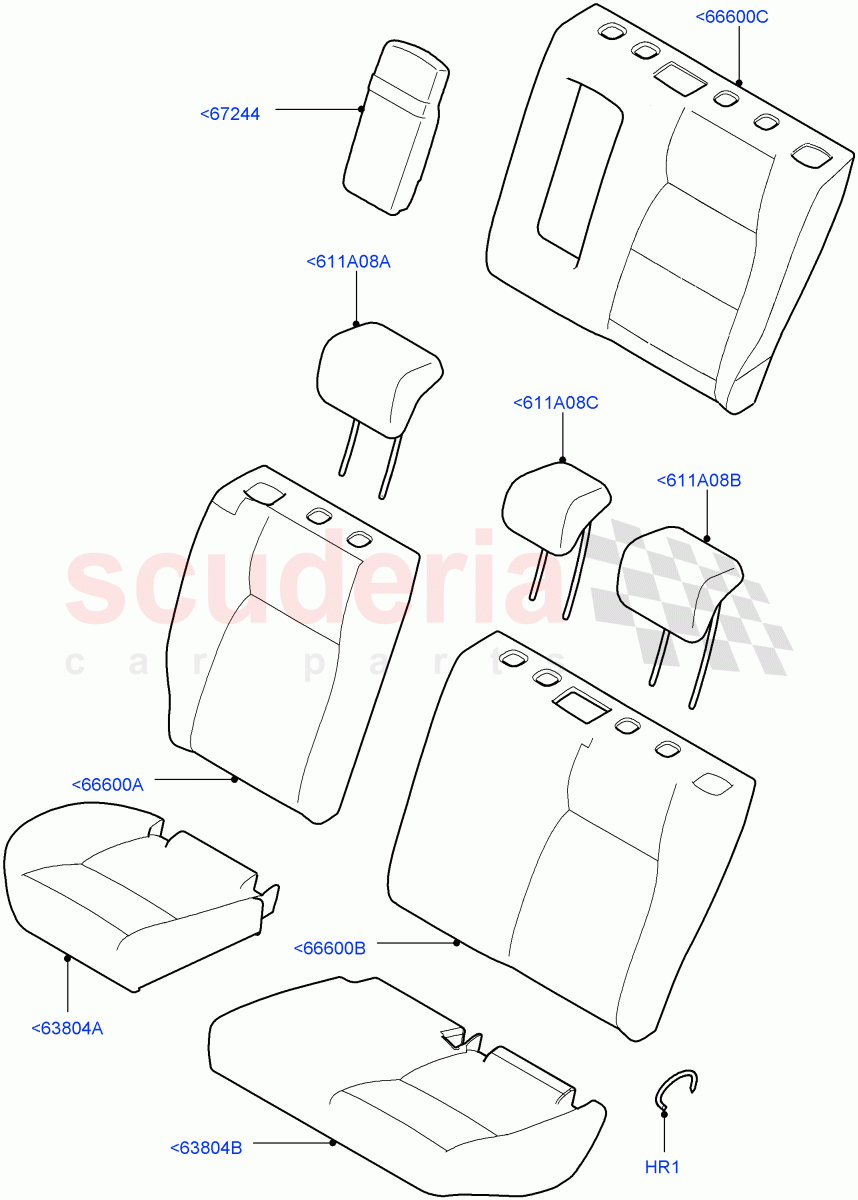 Rear Seat Covers(Grained Cloth,Halewood (UK),With 60/40 Split - Folding Rr Seat)((V)TOKH999999) of Land Rover Land Rover Discovery Sport (2015+) [2.2 Single Turbo Diesel]