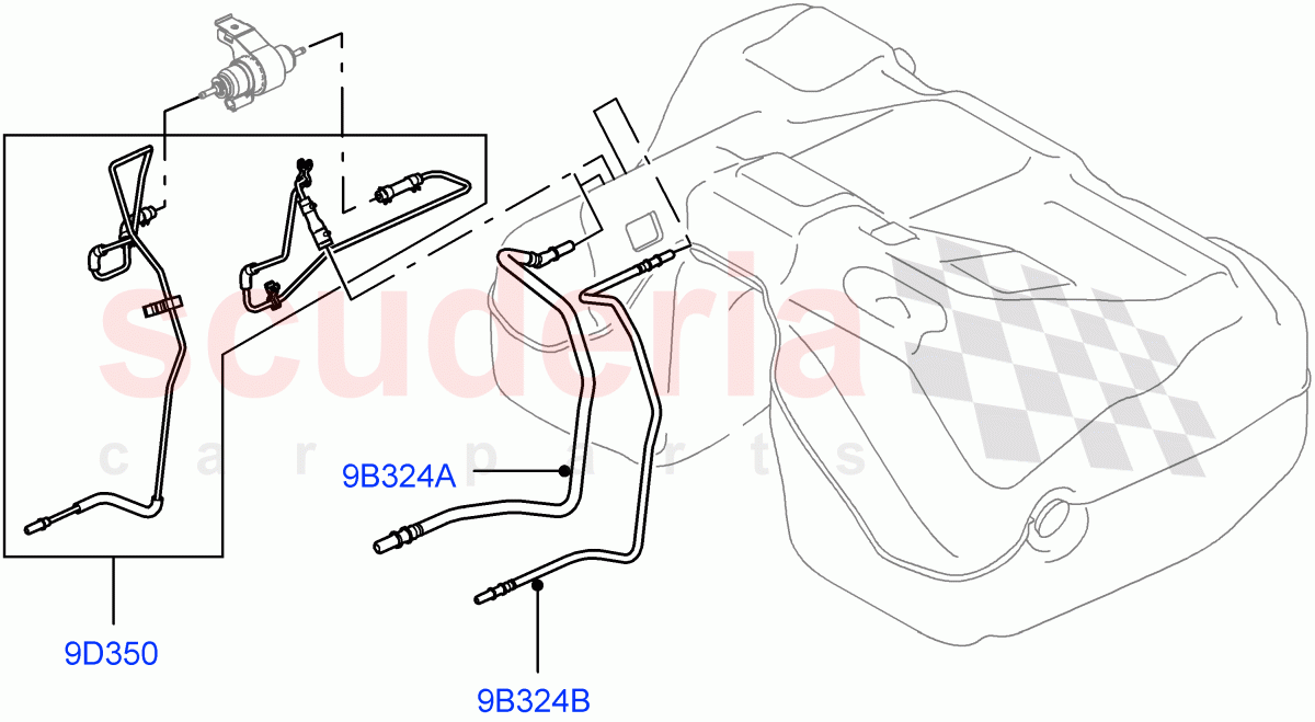 Fuel Lines (Rear) (2.0L I4 DSL MID DOHC AJ200, Itatiaia (Brazil), 2.0L I4 DSL HIGH DOHC AJ200) ((V) FROMGT000001) of Land Rover Land Rover Range Rover Evoque (2012-2018) [2.0 Turbo Diesel]