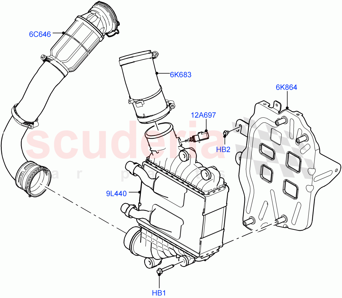 Intercooler/Air Ducts And Hoses (2.0L AJ20D4 Diesel High PTA, Halewood (UK)) of Land Rover Land Rover Discovery Sport (2015+) [2.0 Turbo Diesel]