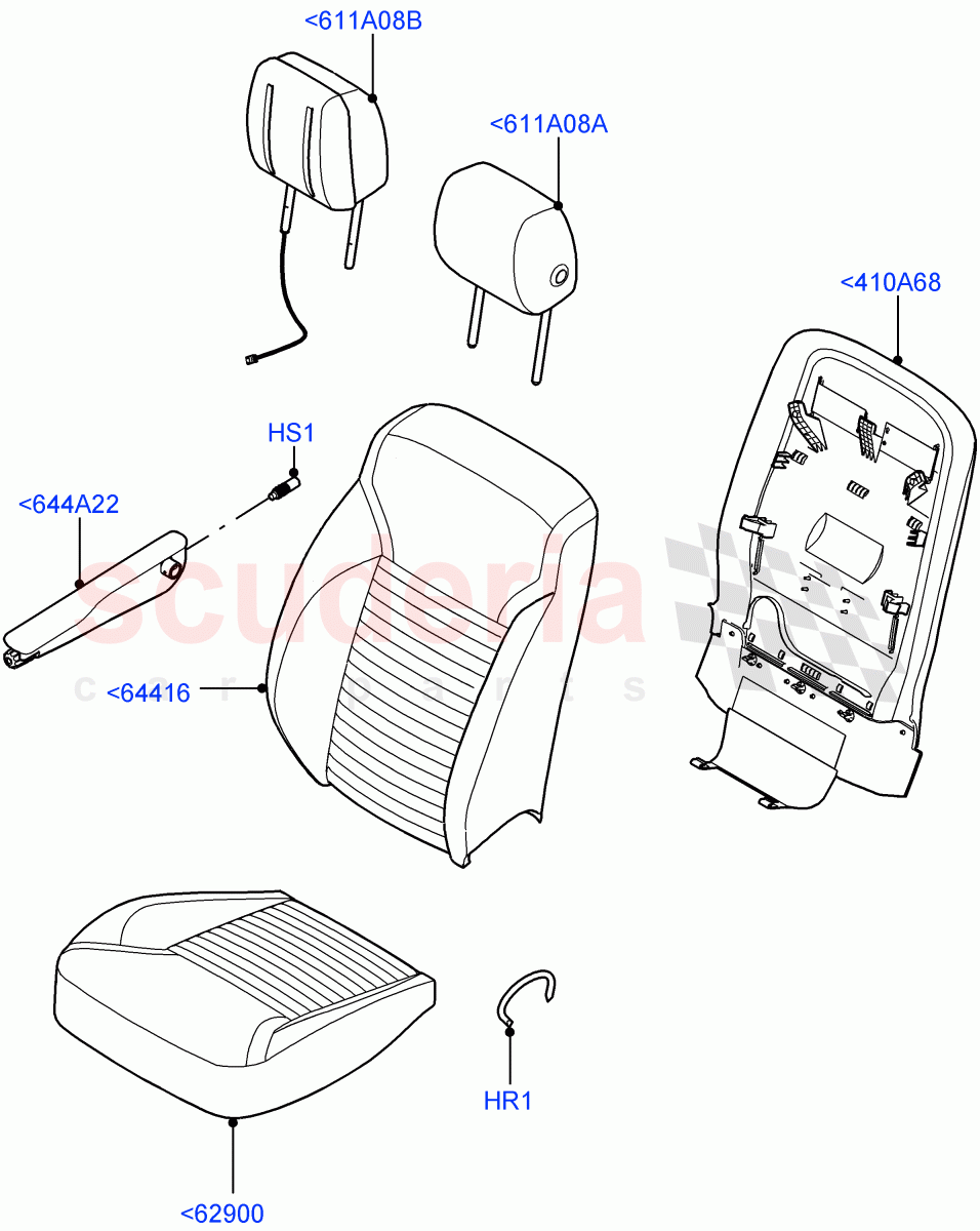 Front Seat Covers (Solihull Plant Build) (Version - Commercial, With 2 Seat Configuration) ((V) FROMJA000001) of Land Rover Land Rover Discovery 5 (2017+) [3.0 Diesel 24V DOHC TC]