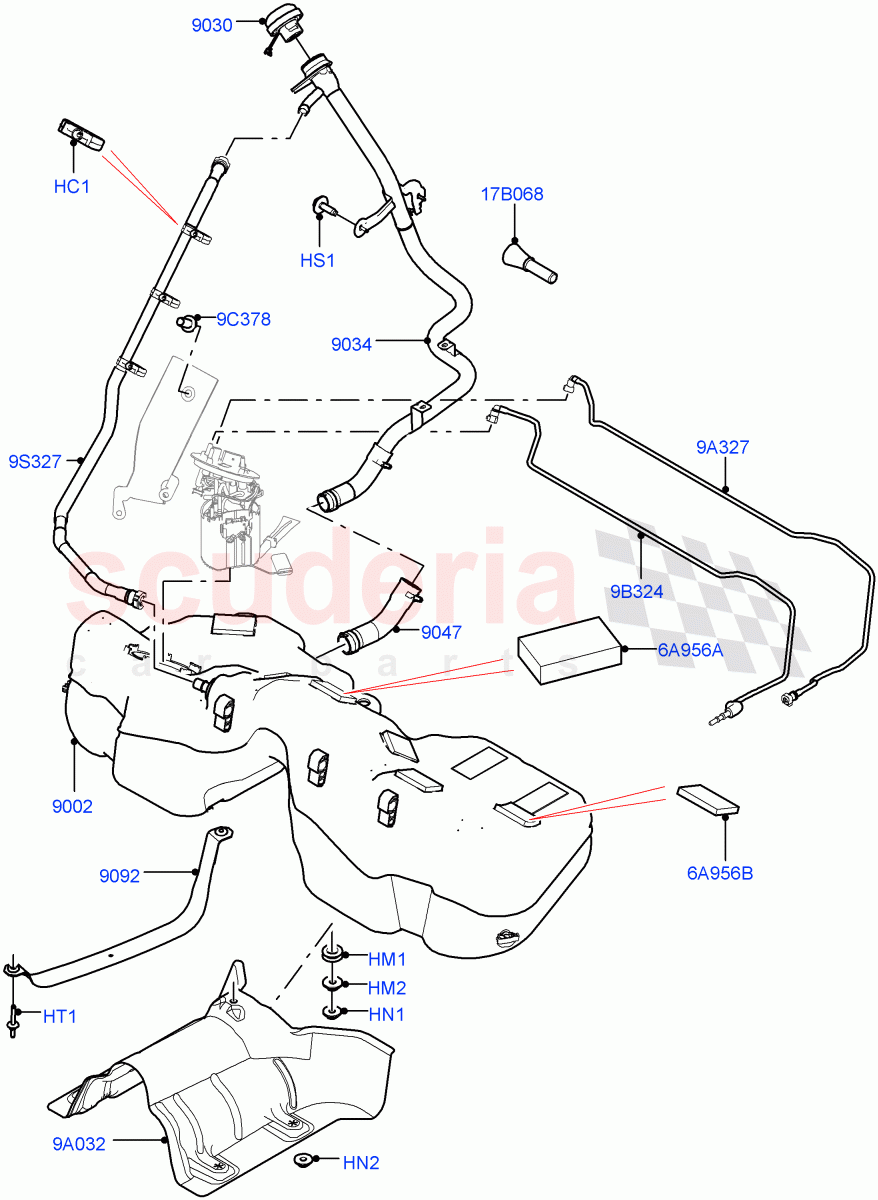 Fuel Tank & Related Parts (3.0L AJ20D6 Diesel High) ((V) FROMMA000001) of Land Rover Land Rover Range Rover Velar (2017+) [3.0 I6 Turbo Diesel AJ20D6]