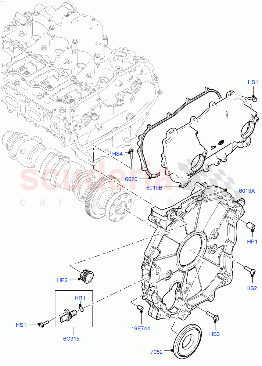 Timing Gear Covers(2.0L AJ20P4 Petrol Mid PTA,Halewood (UK),2.0L AJ20P4 Petrol High PTA,2.0L AJ20P4 Petrol E100 PTA) of Land Rover Land Rover Discovery Sport (2015+) [2.0 Turbo Petrol AJ200P]