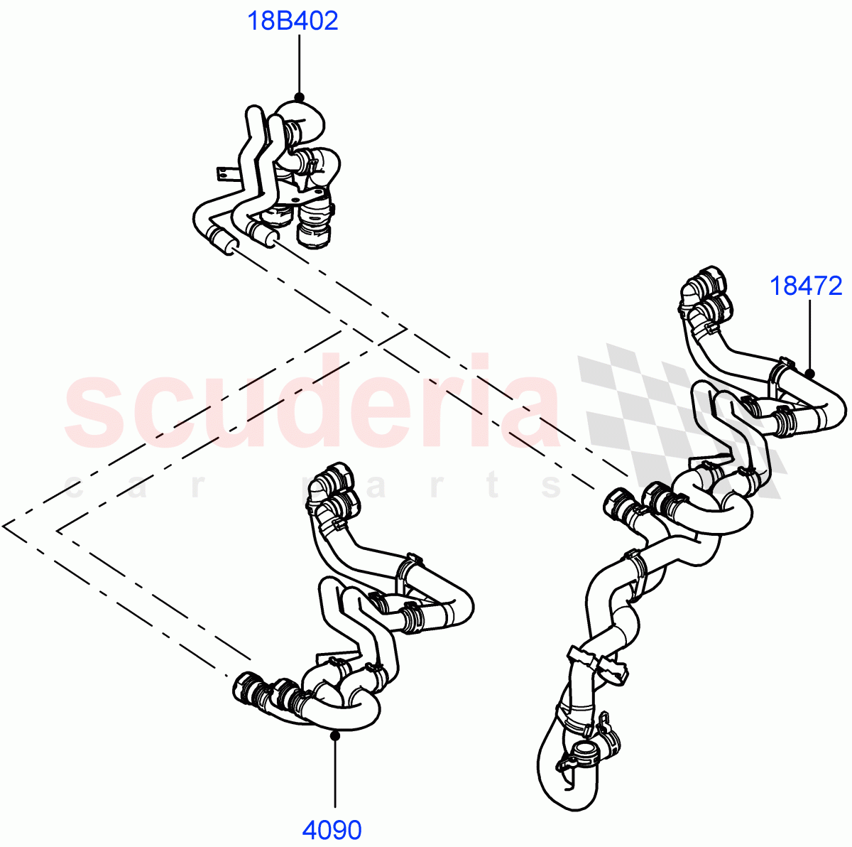 Heater Hoses(3.6L V8 32V DOHC EFi Diesel Lion)((V)FROMAA000001) of Land Rover Land Rover Range Rover Sport (2010-2013) [5.0 OHC SGDI NA V8 Petrol]