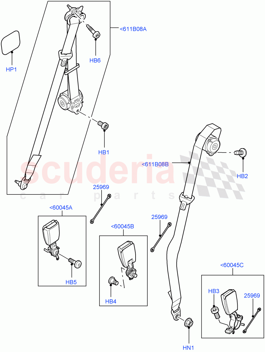 Rear Seat Belts((V)TO9A999999) of Land Rover Land Rover Range Rover Sport (2005-2009) [4.2 Petrol V8 Supercharged]