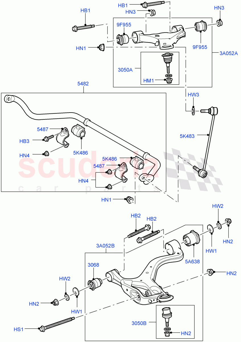 Front Susp.Arms/Stabilizer/X-Member (Less Roll Stability Control, Less ACE Suspension) ((V) TO9A999999) of Land Rover Land Rover Range Rover Sport (2005-2009) [2.7 Diesel V6]
