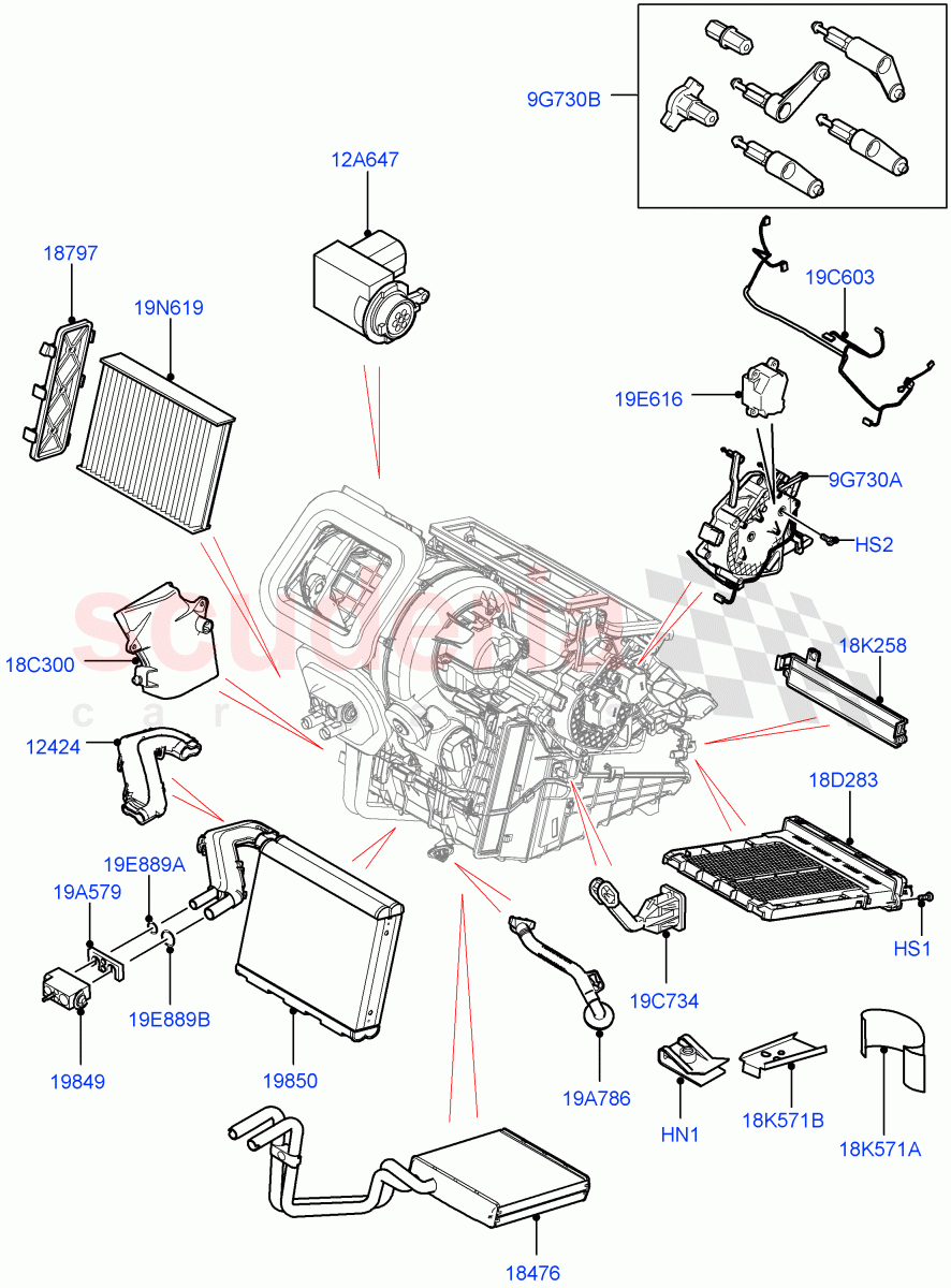 Heater/Air Cond.Internal Components (Changsu (China)) of Land Rover Land Rover Range Rover Evoque (2019+) [2.0 Turbo Diesel]