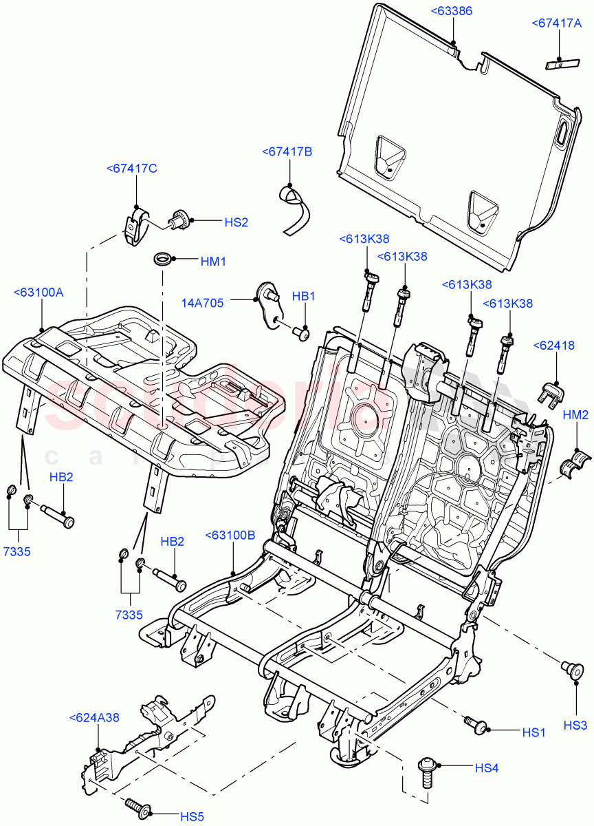 Rear Seat Frame (With 65/35 Split Fold Rear Seat) ((V) FROMAA000001) of Land Rover Land Rover Discovery 4 (2010-2016) [2.7 Diesel V6]