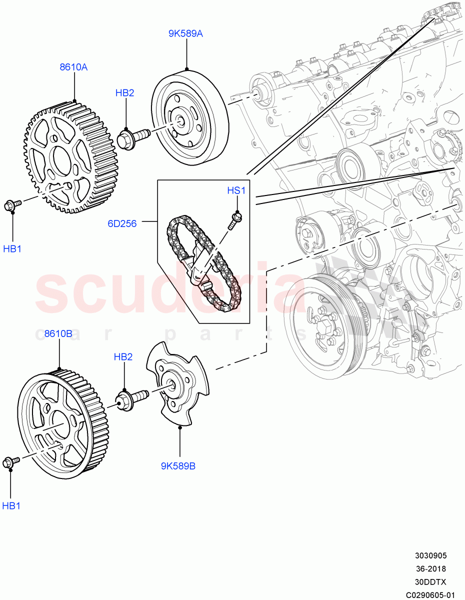 Timing Gear(Upper, Nitra Plant Build)(3.0 V6 Diesel)((V)FROMK2000001) of Land Rover Land Rover Discovery 5 (2017+) [3.0 Diesel 24V DOHC TC]