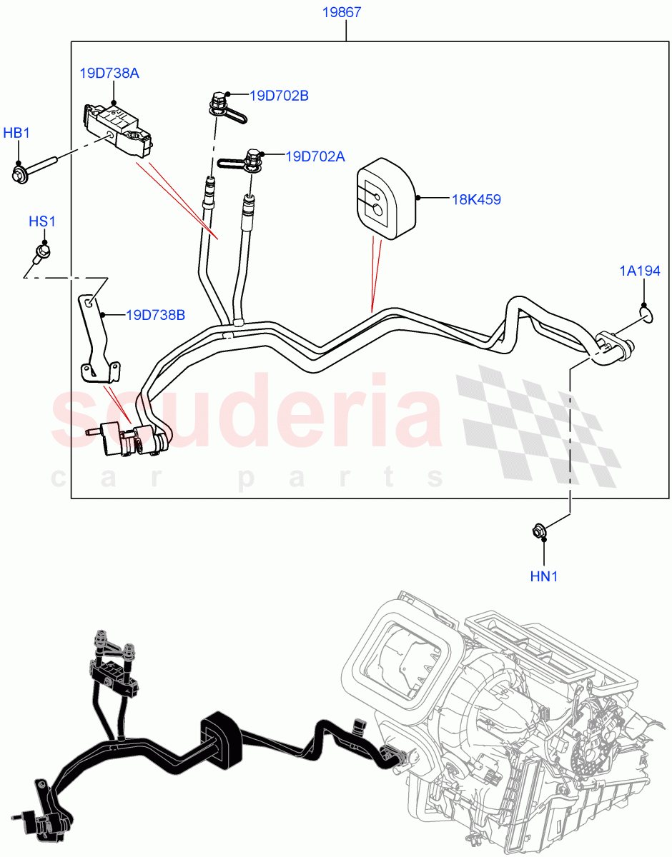 Air Conditioning System(Halewood (UK),Air Conditioning Refrigerant-R134A,Electric Engine Battery-PHEV)((V)FROMLH000001,(V)TOLH999999) of Land Rover Land Rover Discovery Sport (2015+) [2.2 Single Turbo Diesel]