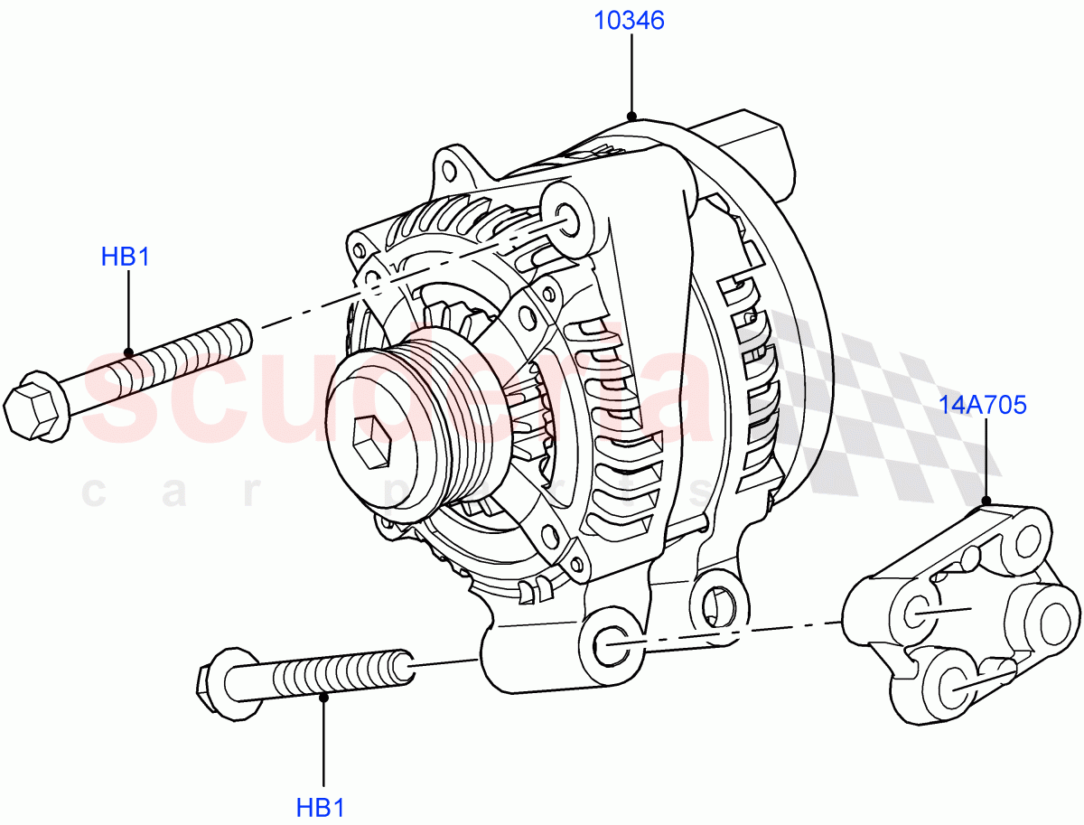 Alternator And Mountings (5.0 Petrol AJ133 DOHC CDA) ((V) FROMM2065457) of Land Rover Land Rover Defender (2020+) [3.0 I6 Turbo Petrol AJ20P6]