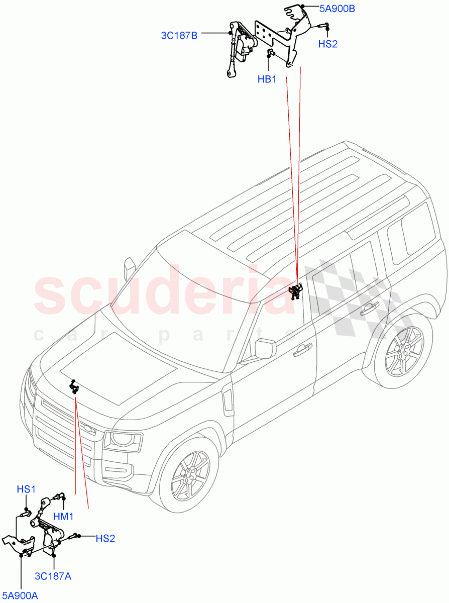 Air Suspension Controls/Electrics (With Standard Duty Coil Spring Susp) of Land Rover Land Rover Defender (2020+) [2.0 Turbo Diesel]