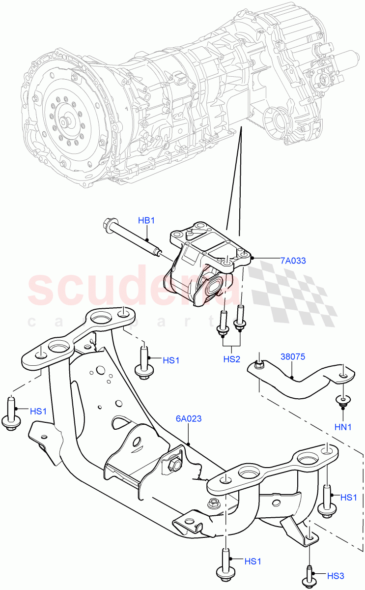 Transmission Mounting(5.0L P AJ133 DOHC CDA S/C Enhanced,5.0 Petrol AJ133 DOHC CDA)((V)FROMJA000001) of Land Rover Land Rover Range Rover (2012-2021) [3.0 Diesel 24V DOHC TC]