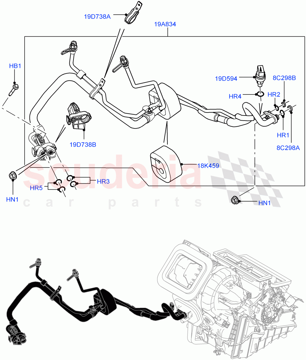 Air Conditioning System(Halewood (UK),Less Chiller Unit,Air Con Refrigerant-HF01234YF)((V)FROMGH000001,(V)TOKH999999) of Land Rover Land Rover Discovery Sport (2015+) [1.5 I3 Turbo Petrol AJ20P3]