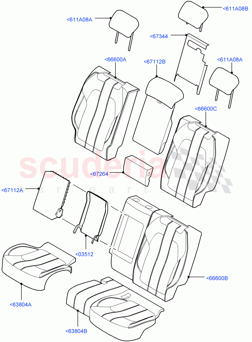 Rear Seat Covers(Leather Seat W/Alcantara Inserts)((V)TOHA999999) of Land Rover Land Rover Range Rover Sport (2014+) [2.0 Turbo Petrol AJ200P]