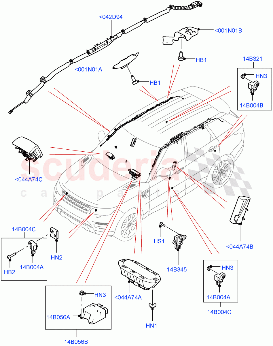 Airbag System (Airbag Modules) ((V) TOHA999999) of Land Rover Land Rover Range Rover Sport (2014+) [3.0 I6 Turbo Petrol AJ20P6]