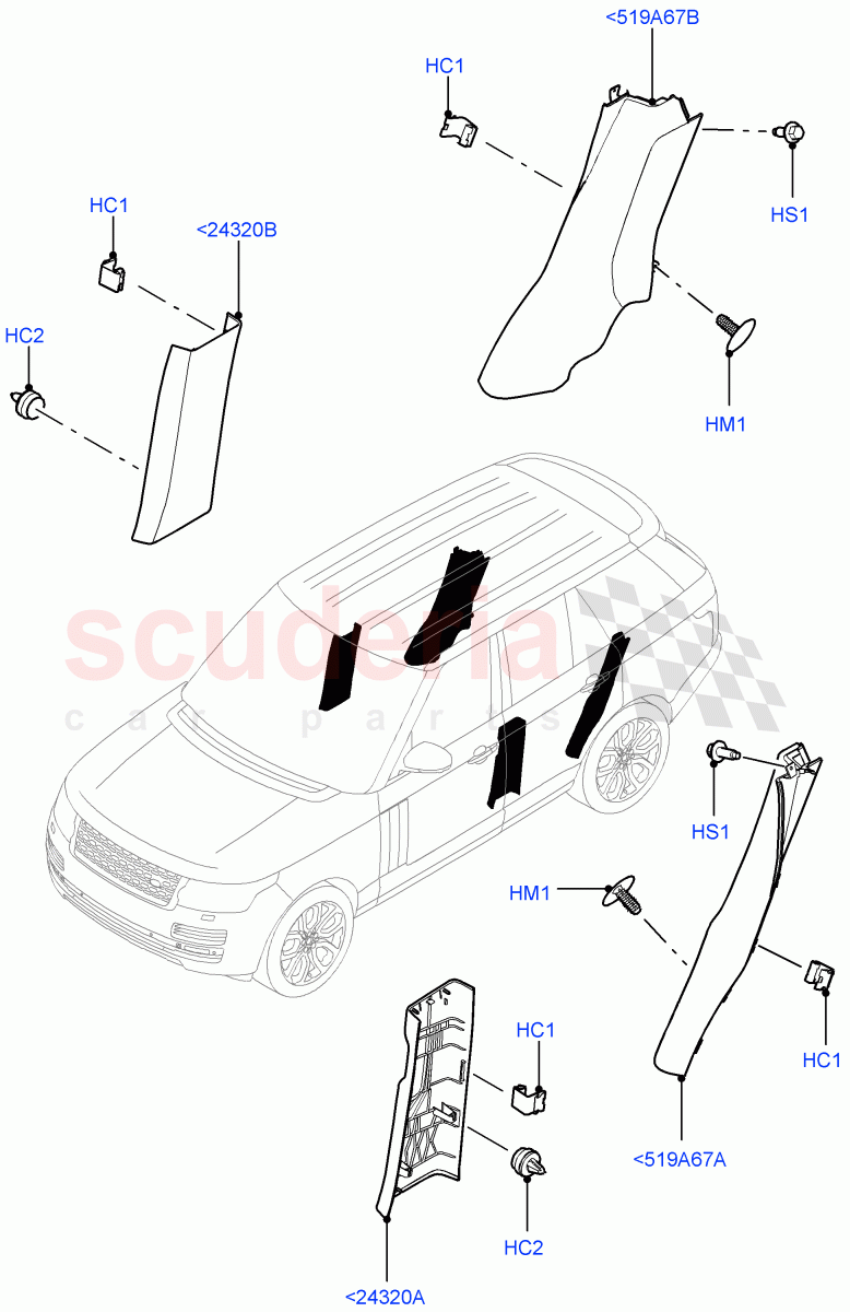 Side Trim (Centre, Front And Rear) (Perforated Soft Grain Leather) of Land Rover Land Rover Range Rover (2012-2021) [2.0 Turbo Petrol AJ200P]