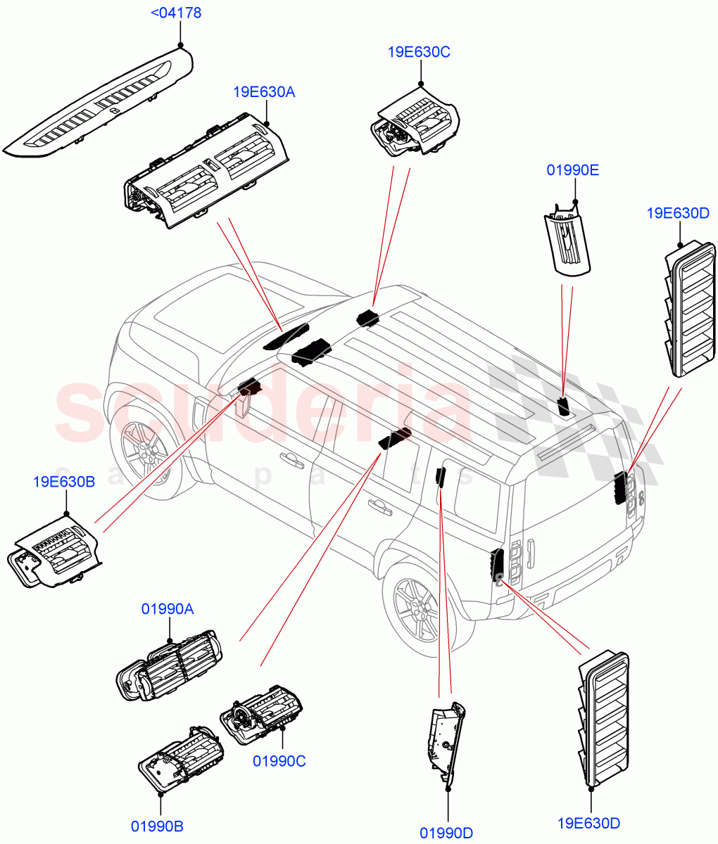 Air Vents, Louvres And Ducts (External Components) of Land Rover Land Rover Defender (2020+) [2.0 Turbo Petrol AJ200P]