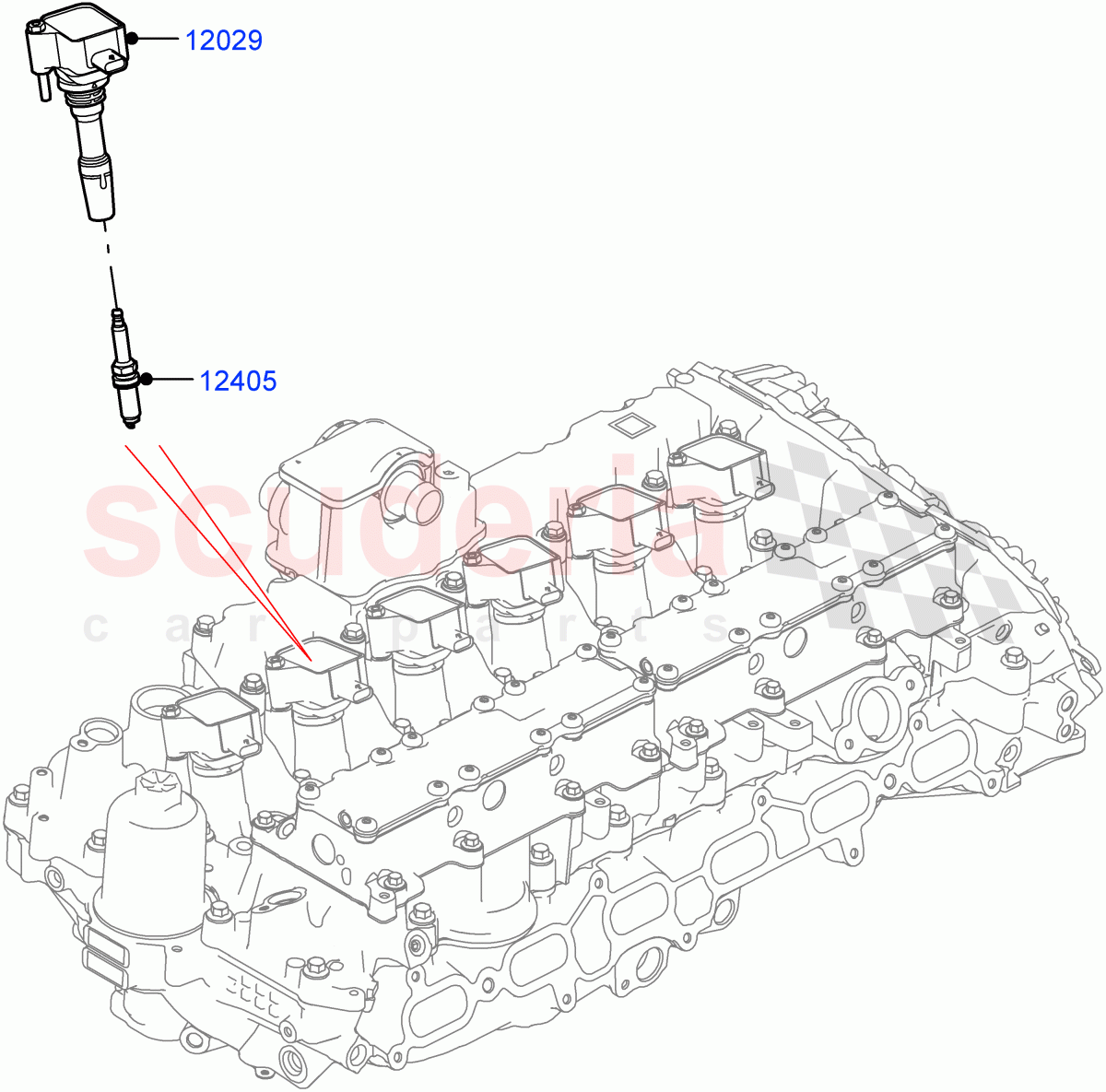 Ignition Coil And Wires/Spark Plugs(Nitra Plant Build)(3.0L AJ20P6 Petrol High)((V)FROML2000001) of Land Rover Land Rover Discovery 5 (2017+) [3.0 I6 Turbo Petrol AJ20P6]