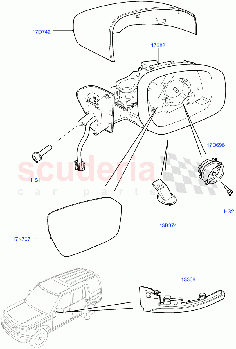 Exterior Rear View Mirror ((V) FROMEA000001) of Land Rover Land Rover Discovery 4 (2010-2016) [3.0 DOHC GDI SC V6 Petrol]