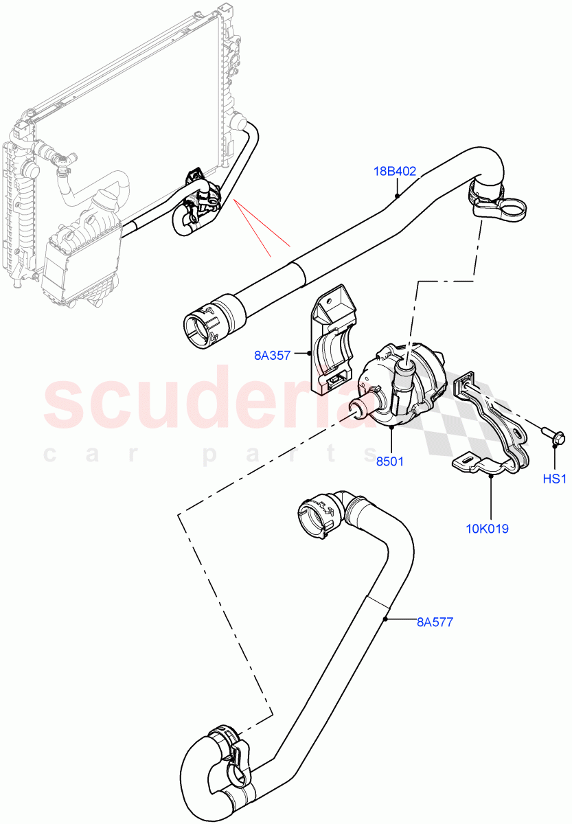 Water Pump (Auxiliary Unit) (2.0L AJ20P4 Petrol Mid PTA, Changsu (China), Extra High Engine Cooling) of Land Rover Land Rover Range Rover Evoque (2019+) [2.0 Turbo Petrol AJ200P]