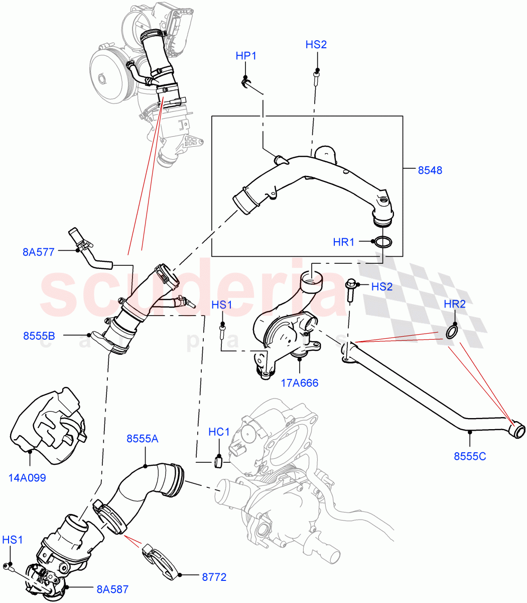 Thermostat/Housing & Related Parts (5.0 Petrol AJ133 DOHC CDA) ((V) FROMJA000001, (V) TOJA999999) of Land Rover Land Rover Range Rover (2012-2021) [5.0 OHC SGDI SC V8 Petrol]