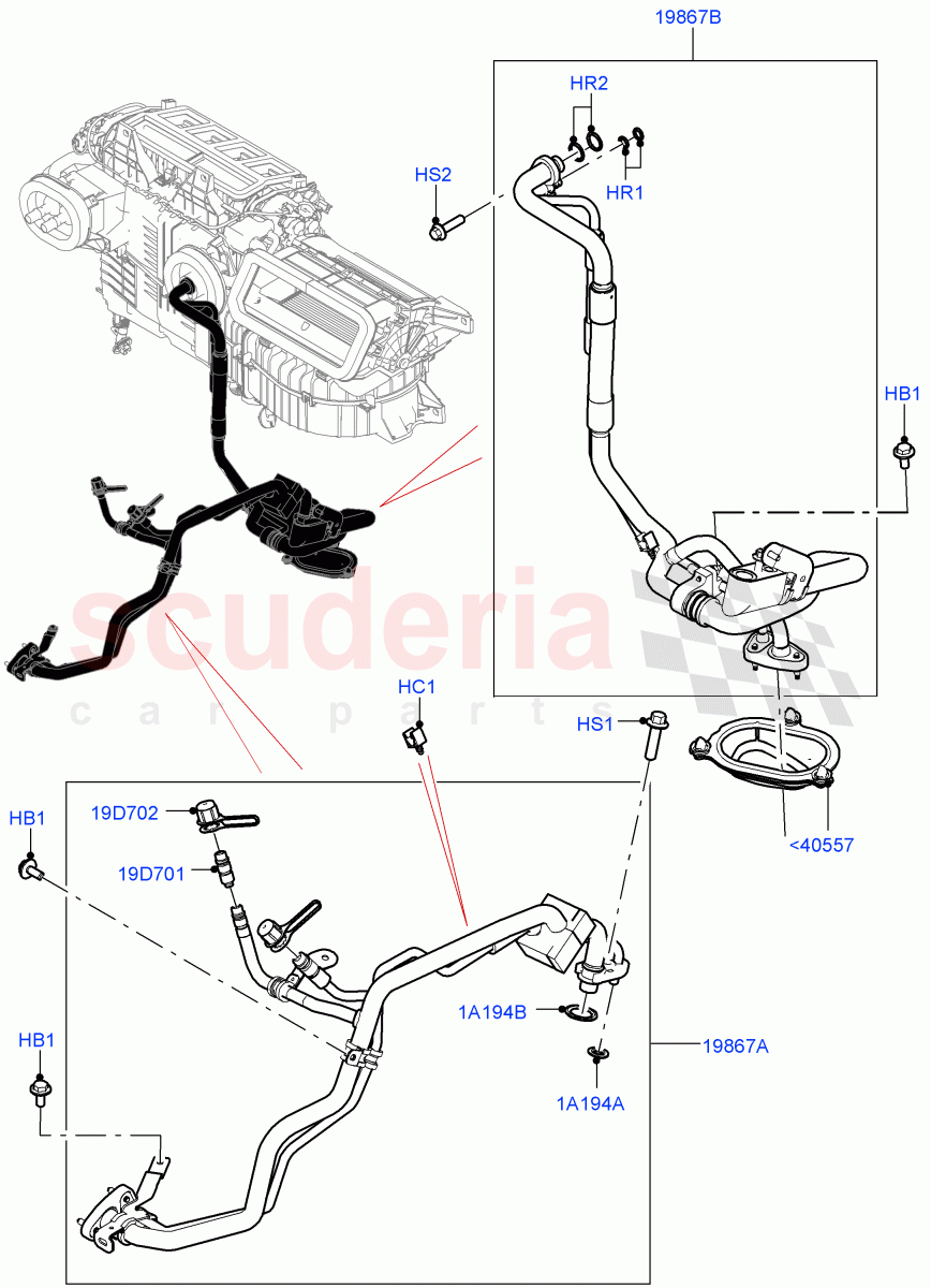 Air Conditioning System(2.0L I4 DSL HIGH DOHC AJ200,RHD,3 Zone Air Conditioning + Chiller,2.0L I4 High DOHC AJ200 Petrol,3.0L AJ20P6 Petrol High,3.0L AJ20D6 Diesel High,5.0 Petrol AJ133 DOHC CDA,Premium Air Conditioning-Front/Rear,3 Zone Air Con + Aux Unit) of Land Rover Land Rover Defender (2020+) [5.0 OHC SGDI SC V8 Petrol]