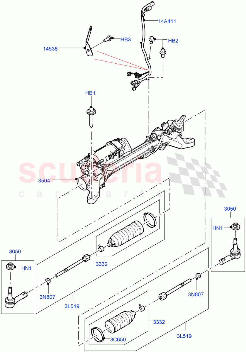 Steering Gear(Nitra Plant Build)((V)FROMK2000001,(V)TOL2999999) of Land Rover Land Rover Discovery 5 (2017+) [3.0 DOHC GDI SC V6 Petrol]