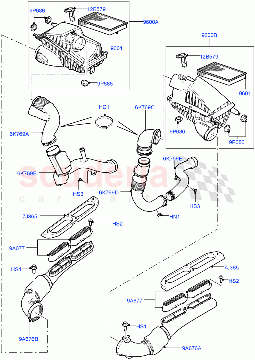 Air Cleaner (4.4L DOHC DITC V8 Diesel) of Land Rover Land Rover Range Rover Sport (2014+) [4.4 DOHC Diesel V8 DITC]