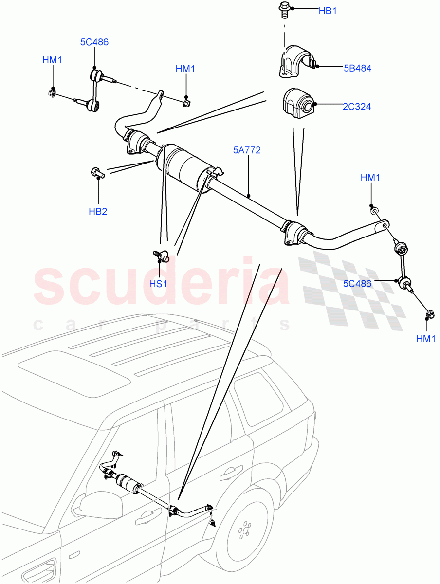 Active Anti-Roll Bar System (Rear, Stabilizer Bar) (With Roll Stability Control, With ACE Suspension) ((V) FROMAA000001) of Land Rover Land Rover Range Rover Sport (2010-2013) [5.0 OHC SGDI SC V8 Petrol]